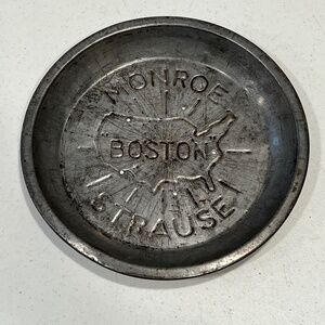 Vintage Monroe Boston Strause Metal Pie Pan Tin Rustic Farmhouse Country Kitchen
